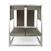 Modern 2 Chaise Daybed with Canopy, Outdoor, Khaki Brown, Chrome Metal