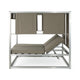 Modern 2 Chaise Daybed with Canopy, Outdoor, Khaki Brown, Chrome Metal