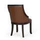 Dining Chair Set of 2 | Light Brown Faux Leather | Black Wood Frame