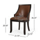 Dining Chair Set of 2 | Light Brown Faux Leather | Black Wood Frame