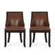 Dining Chair Set of 2 | Light Brown Faux Leather | Black Wood Frame