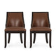 Dining Chair Set of 2 | Light Brown Faux Leather | Black Wood Frame