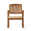 Bang Outdoor Rocking Chair w Cushion | Slatted Back Brown Acacia Wood