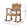 Bang Outdoor Rocking Chair w Cushion | Slatted Back Brown Acacia Wood