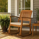 Bang Outdoor Rocking Chair w Cushion | Slatted Back Brown Acacia Wood