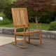 Fred Outdoor Rocking Chair | Slatted Back Design | Brown Acacia Wood