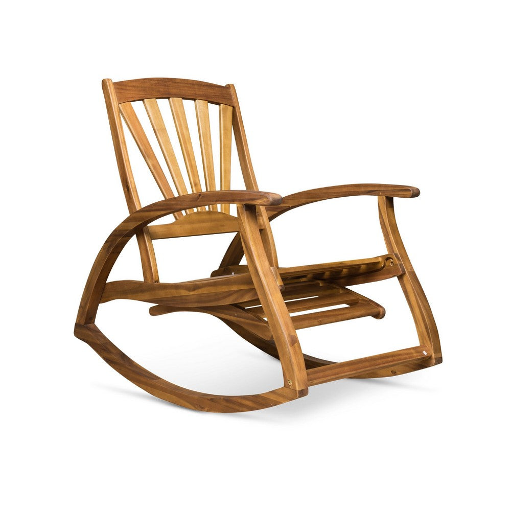 Rizz Outdoor Reclining Rocking Chair | Retractable Footrest | Brown
