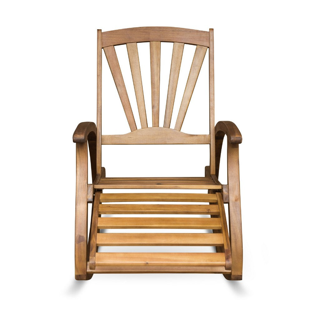 Rizz Outdoor Reclining Rocking Chair | Retractable Footrest | Brown