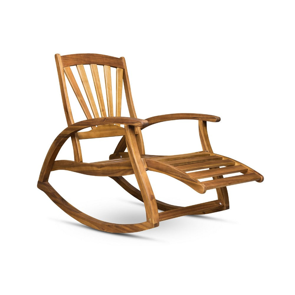 Rizz Outdoor Reclining Rocking Chair | Retractable Footrest | Brown