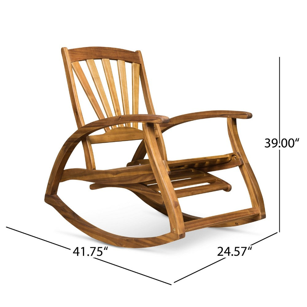 Rizz Outdoor Reclining Rocking Chair | Retractable Footrest | Brown