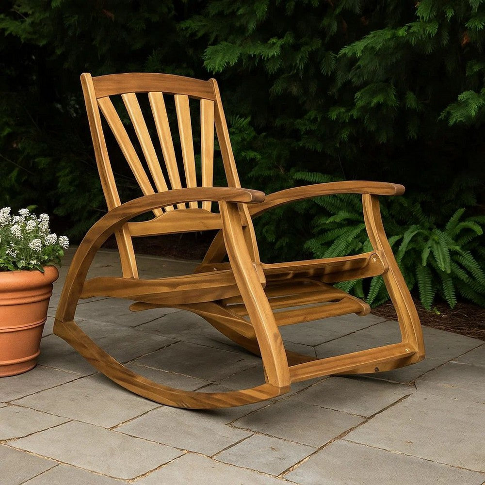 Rizz Outdoor Reclining Rocking Chair | Retractable Footrest | Brown