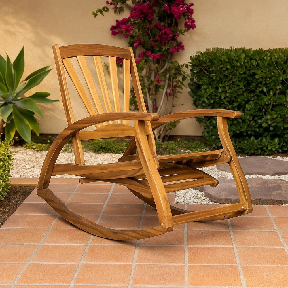 Rizz Outdoor Reclining Rocking Chair | Retractable Footrest | Brown