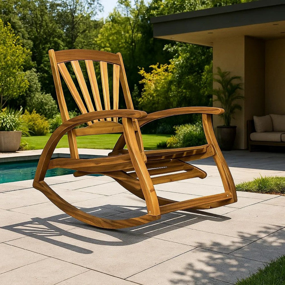 Rizz Outdoor Reclining Rocking Chair | Retractable Footrest | Brown