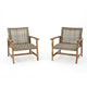 Bops Outdoor Accent Club Chair Set of 2 | Brown Wood | Gray Wicker