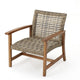 Bops Outdoor Accent Club Chair Set of 2 | Brown Wood | Gray Wicker