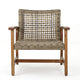 Bops Outdoor Accent Club Chair Set of 2 | Brown Wood | Gray Wicker