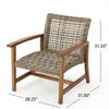 Bops Outdoor Accent Club Chair Set of 2 | Brown Wood | Gray Wicker