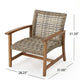 Bops Outdoor Accent Club Chair Set of 2 | Brown Wood | Gray Wicker