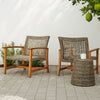 Bops Outdoor Accent Club Chair Set of 2 | Brown Wood | Gray Wicker