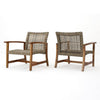 Bops Outdoor Accent Club Chair Set of 2 | Brown Wood | Gray Wicker