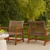 Bops Outdoor Accent Club Chair Set of 2 | Brown Wood | Gray Wicker