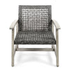 Bops Outdoor Club Chair Set of 2 | Graywash Acacia Wood | Gray Wicker