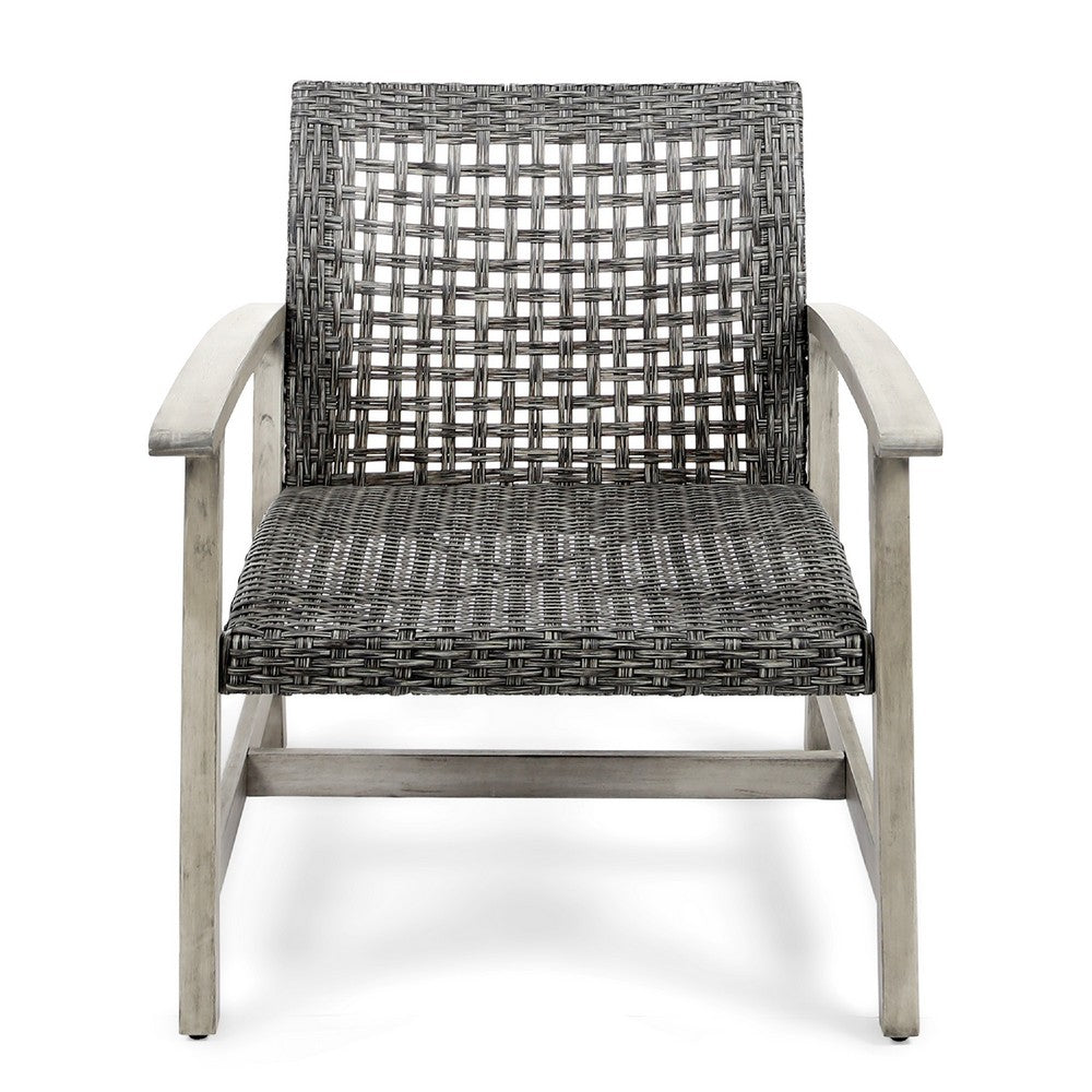 Bops Outdoor Club Chair Set of 2 | Graywash Acacia Wood | Gray Wicker