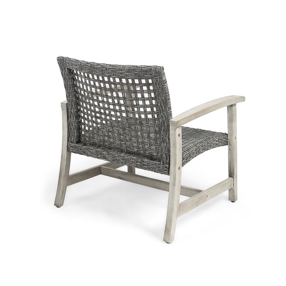 Bops Outdoor Club Chair Set of 2 | Graywash Acacia Wood | Gray Wicker