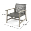 Bops Outdoor Club Chair Set of 2 | Graywash Acacia Wood | Gray Wicker