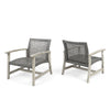 Bops Outdoor Club Chair Set of 2 | Graywash Acacia Wood | Gray Wicker
