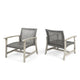 Bops Outdoor Club Chair Set of 2 | Graywash Acacia Wood | Gray Wicker