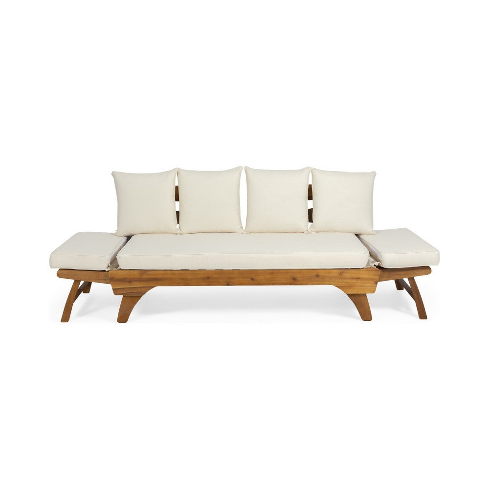 Flex Outdoor Daybed | Brown Wood | 65" | Ivory Polyester Cushions