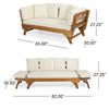 Flex Outdoor Daybed | Brown Wood | 65’’ | Ivory Polyester Cushions