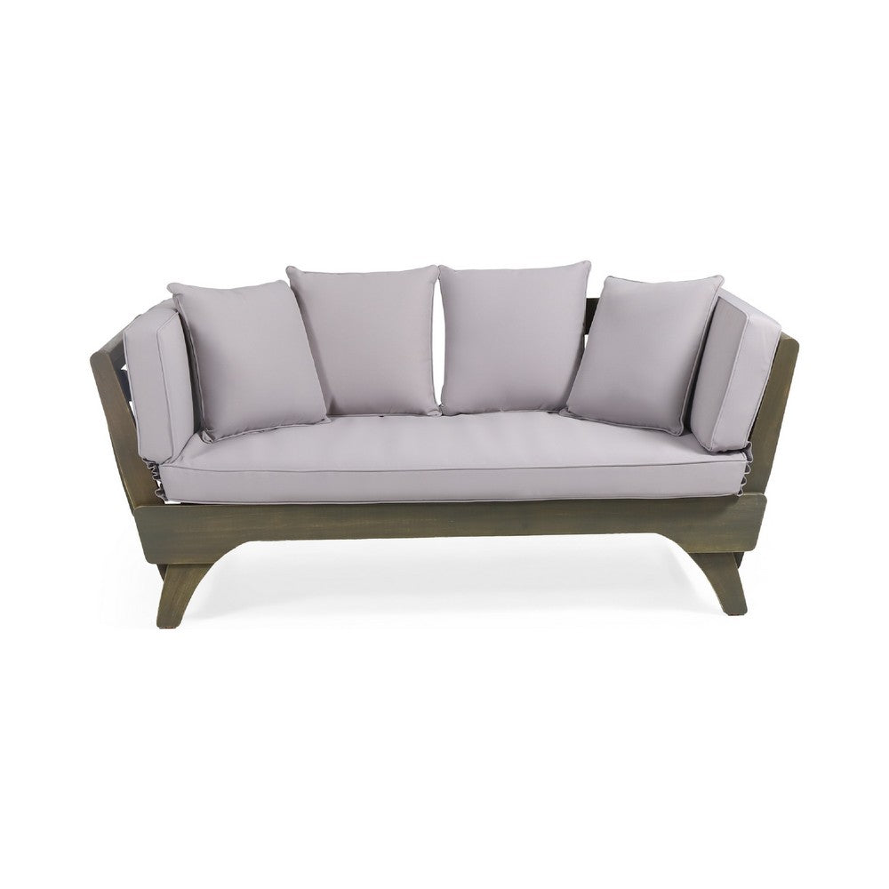 Flex Outdoor Daybed | 65" | Acacia Wood | Gray Polyester Cushions