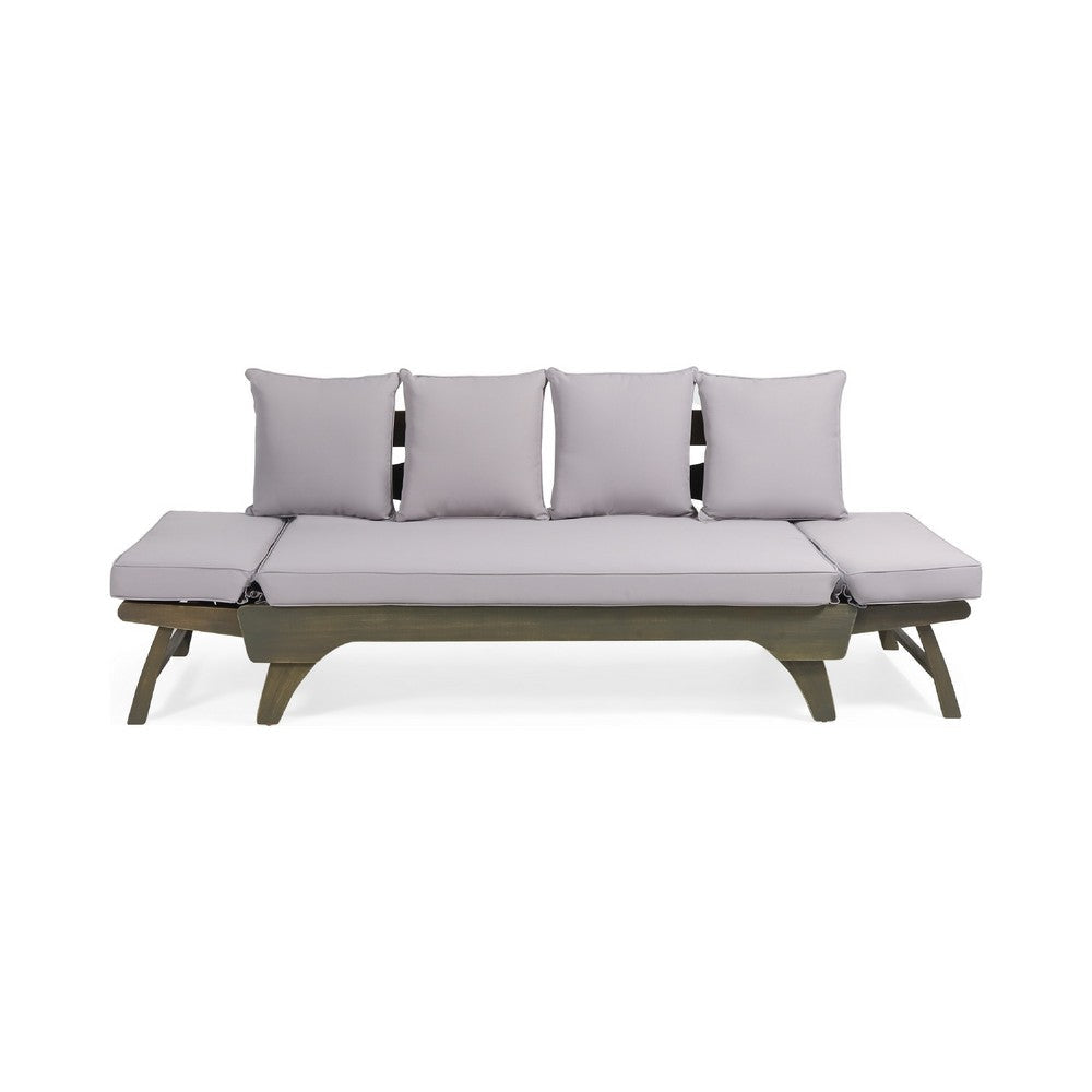 Flex Outdoor Daybed | 65’’ | Acacia Wood | Gray Polyester Cushions