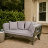 Flex Outdoor Daybed | 65" | Acacia Wood | Gray Polyester Cushions