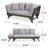 Flex Outdoor Daybed | 65" | Acacia Wood | Gray Polyester Cushions