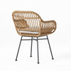 Tee Outdoor Accent Chair | Brown Rattan Seat and Back | Black Metal BM335275