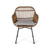 Tee Outdoor Accent Chair | Brown Rattan Seat and Back | Black Metal BM335275