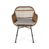 Tee Outdoor Accent Chair | Brown Rattan Seat and Back | Black Metal