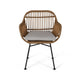 Tee Outdoor Accent Chair | Brown Rattan Seat and Back | Black Metal