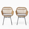 Tee Outdoor Accent Chair | Brown Rattan Seat and Back | Black Metal