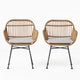 Tee Outdoor Accent Chair | Brown Rattan Seat and Back | Black Metal
