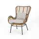 Margo Outdoor Accent Chair | Brown Woven Rattan | Beige | Black Metal
