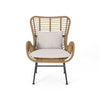 Margo Outdoor Accent Chair | Brown Woven Rattan | Beige | Black Metal