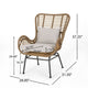 Margo Outdoor Accent Chair | Brown Woven Rattan | Beige | Black Metal