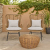 Margo Outdoor Accent Chair | Brown Woven Rattan | Beige | Black Metal