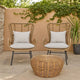 Margo Outdoor Accent Chair | Brown Woven Rattan | Beige | Black Metal