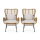 Margo Outdoor Accent Chair | Brown Woven Rattan | Beige | Black Metal