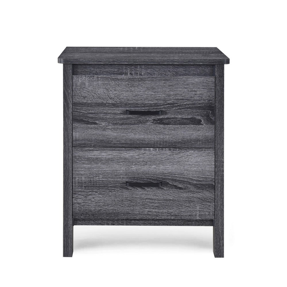 Nightstand Dresser | 2 Storage Drawers | 23" | Modern Dark Gray